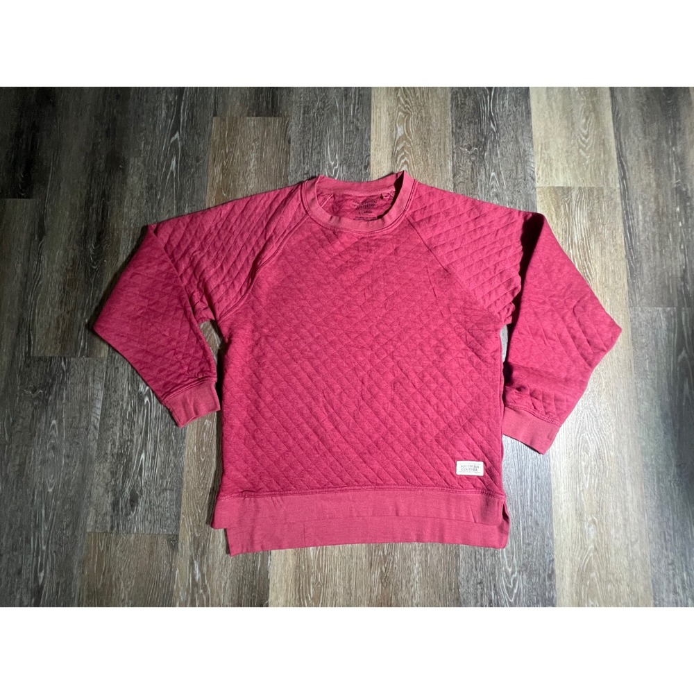 Southern Couture Quilted Sweatshirt Womens XL Pink Raglan Crewneck‎